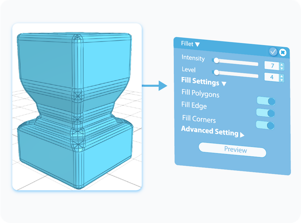 Customize the Fill Settings for the Fillet tool